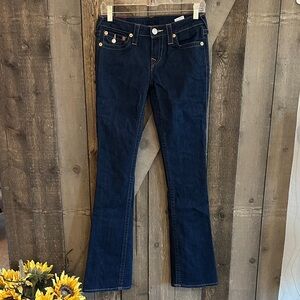 True Religion Bootcut w/ Flare Low Rise Dark Wash Denim Jeans